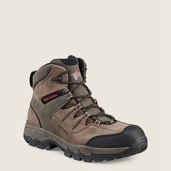 Red Wing Hiking Boots Mens Grey Brown - Truhiker - 6-inch Waterproof Safety Toe - 9726345-JH